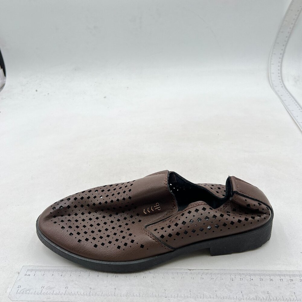 Men's Genuine Leather Loafer Shoes Slip On Soft Breathable Stitching Shoes Brown